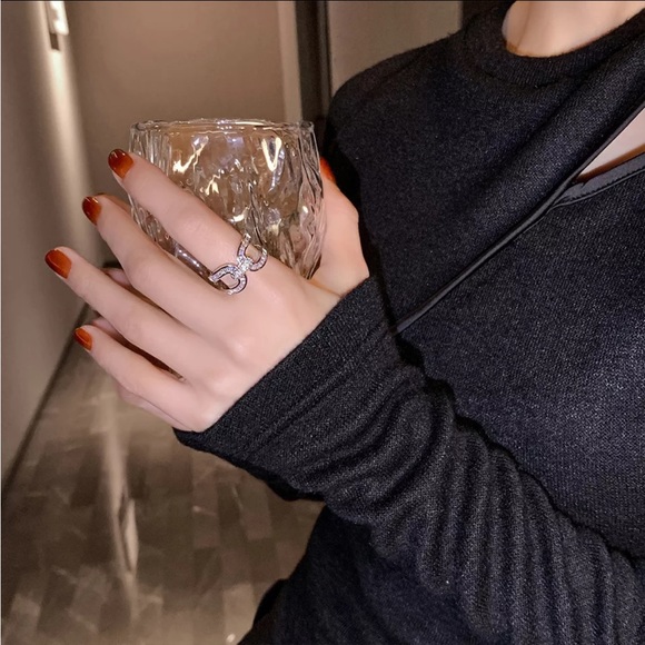 925 SILVER FILLED BOHEMIAN MICRO INLAID CUBIC ZIRCON ADJUSTABLE RING - Picture 15 of 16